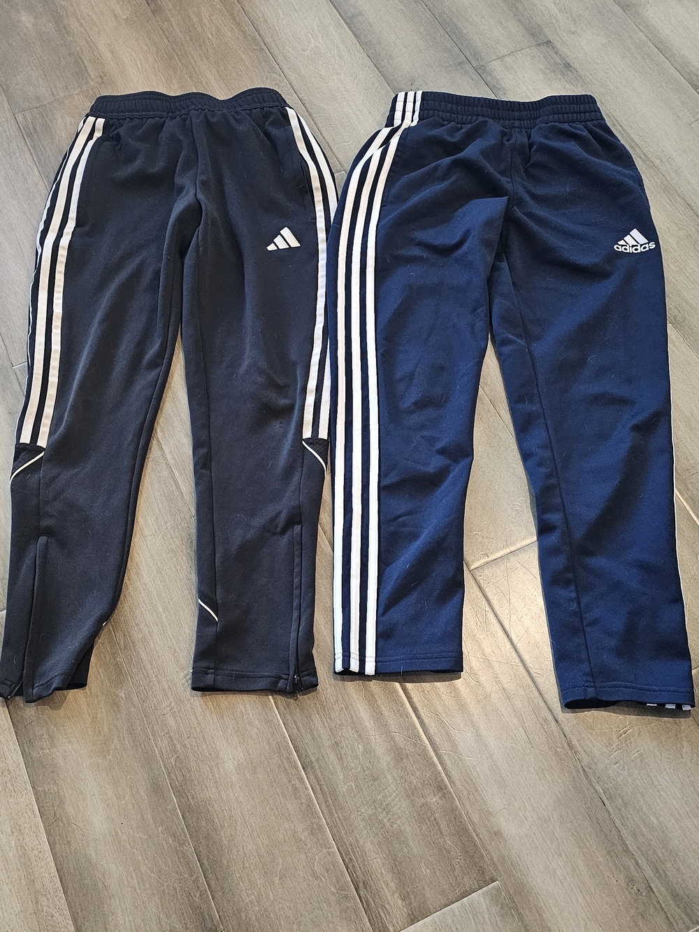 Adidas Youth Navy & Black Joggers with White Stripes